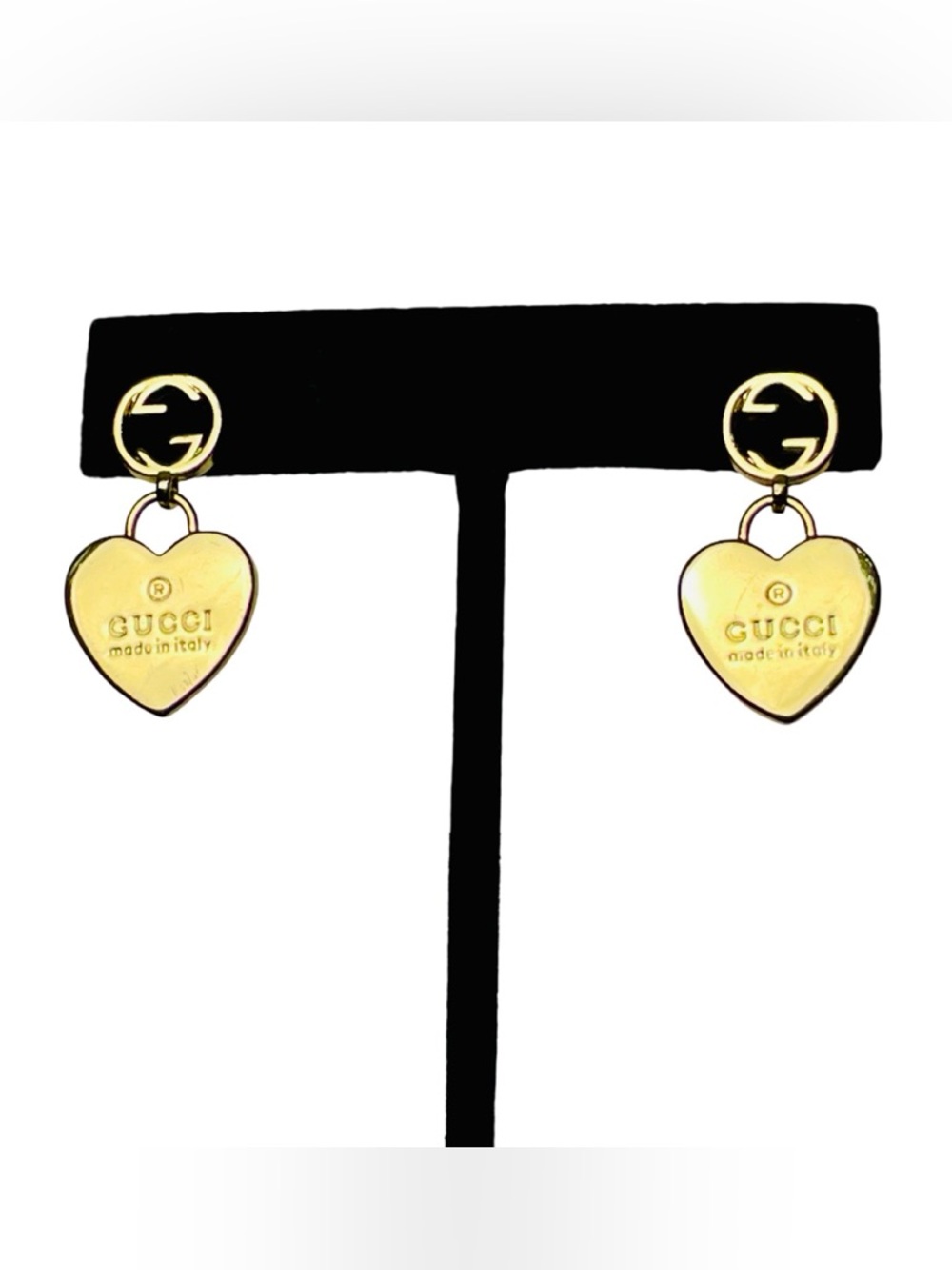 Gold Heart Drop Statement Earrings | Vintage Italian Glam Designer Style Jewelry